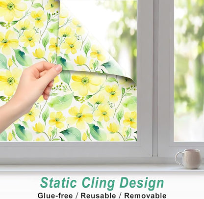 Frosted Glass Window Film, Heat Insulation, UV Block, Anti-Glare, One Way Privacy Tint, Static Cling for Home Bathroom Door, Renter Friendly, Day & Night Privacy