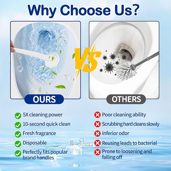 80 Count Toilet Wand Refills for Clorox Toilet Wand - 5X Cleaning Power Toilet Bowl Cleaners with Fresh Fragrance, Upgrade 3-Layer Thickened Toilet Brush, No Falling Apart | 360° Efficient Cleaning