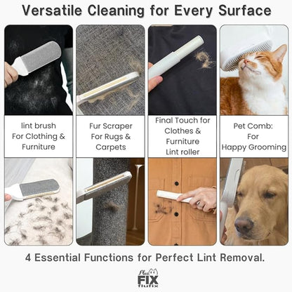 SufurLint 4-in-1 Pet Hair Remover & Grooming Brush - Multi-Functional Cat Deshedding Tool, Reusable Lint Roller for Furniture and Clothing, Professional Pet Massage & Cleaning Brush for Dogs & Cats