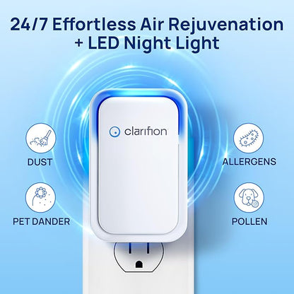 Clarifion - Air Ionizers for Home (3 Pack), Negative Ion Filtration System, Quiet Air Freshener for Bedroom, Office, Kitchen, Portable Air Filter Odor, Smoke Dust, Pets, Eliminator, Mini Air Cleaner