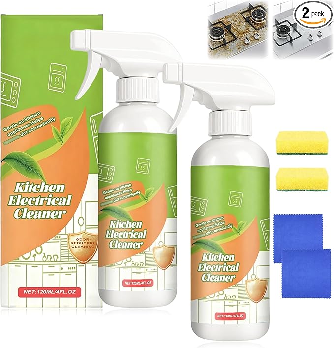 2PCS Electrolyzed Ion Kitchen Cleaner Spray, Cleanse Natural Enzyme Formula to Household Appliances, Multi Purpose Cleaner, Kitchen Appliance Cleaner for Hold, Oven, Stove, Range Hood