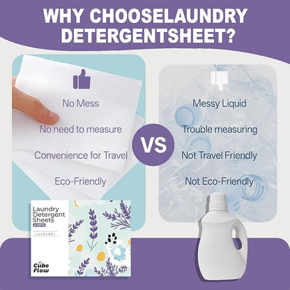 Laundry Detergent Sheets, Ebony Rose Scent - 100 Loads | 72-hour long lasting fragrance, Eco Friendly Sheets | Pre-Measured, Liquidless for Deep Clean | Hypoallergenic (Lavender)
