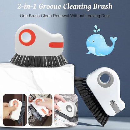 2 in 1 Groove Cleaning Brush Window Track Cleaning Tools, Multifunction Grout Cleaner Tool Grip Brush Hard Bristle Crevice Cleaning Brush for Sliding Door Track, Window Sill, Window Seal