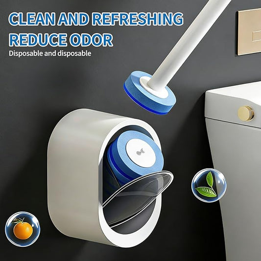 SOPAMI Disposable Toilet Cleaning System - Toilet Wand Kit with 32 High-Performance Refills, Wall Mounted Toilet Brush and Holder for Deep Cleaning Bathroom 32pcs