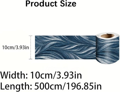 Blue Abstract Wallpaper Border 196x4 Inch Peel and Stick Wall Border Modern Wave Pattern Removable Vinyl Wall Trim Bathroom Kitchen Living Room Bedroom Home Decor