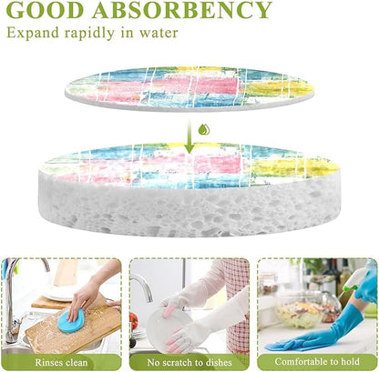 Colorful Check Plaid Kitchen Scrub Sponges, Pop-up Kitchen Cleaning Sponges Reusable Dish Washing Sponges for Bathroom Household Cleaning 3 Pack - Non Scratch Scrubber