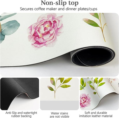 Bloss Drying Mat, Rose Flower Printed Dish Drying Mat for Spring, Kitchen Counter Mat, Absorbent Water Hide Stain Rubber Backed Dish Drying Pad(24"x16", Rose)