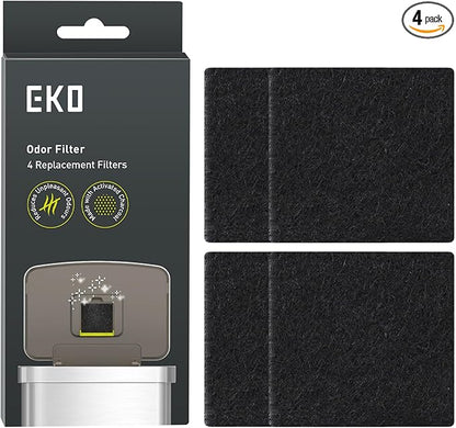 EKO Trash Can Odor Filter Refills for Trash Can and Compost Bin, Activated Charcoal Deodorizer, Strong Charcoal Odor Absorber, Pack of 4 Replacements