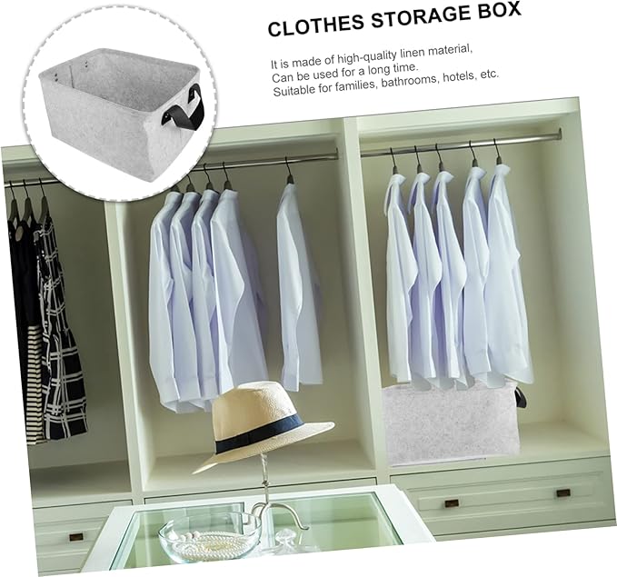 VICASKY Felt Storage Basket Folding Clothes Bucket Medium Gray Laundry Hamper Organizer for Clothes Washable Practical Storage Container for Home