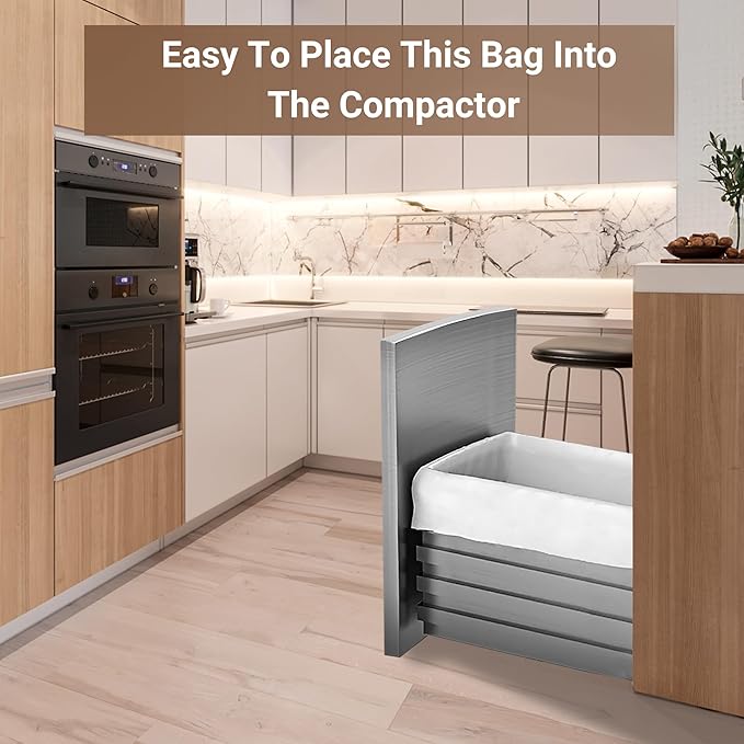 18 Gallon 200 Count Heavy Duty Compactor Trash Bags 1.2 Mil THICK Reinforced Drawstring Garbage Liners Fit 13-18 Gallon Compatible with Kitchenaid, Whirpool, GE 15 Inch Compactors GRAND SAVE!