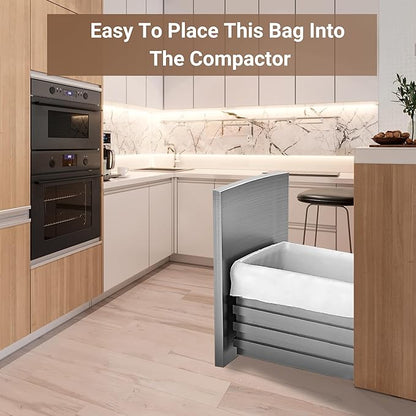 18 Gallon 200 Count Heavy Duty Compactor Trash Bags 1.2 Mil THICK Reinforced Drawstring Garbage Liners Fit 13-18 Gallon Compatible with Kitchenaid, Whirpool, GE 15 Inch Compactors GRAND SAVE!