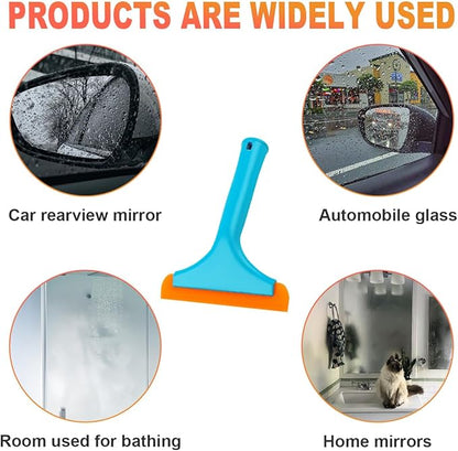 2PCS Small Silicone Window Squeegee, 5.9 Inch Car Windshield Water Blade Squeegee with Non-Slip Handle, All-Purpose Cleaning Squeegee for Car Windshield, Window, Mirror (Black+Blue)