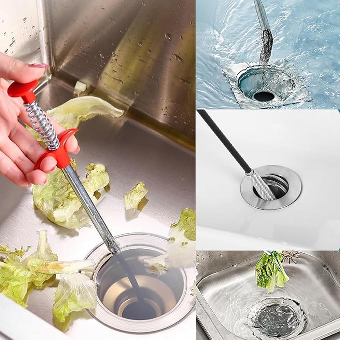 Drain Snake 116 Inch Flexible Claw Grabber Tool with 4 Claws Bendable Hose - Flexible Grabber Claw Pick Up Reacher Tool for Clogged Drains Opener Cleaning