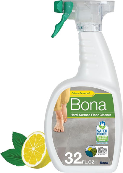 Bona Multi-Surface Floor Cleaner Spray - 32 fl oz - Lemon Mint Scent - Refillable - Residue-Free Floor Cleaning Solution for Stone, Tile, Laminate, and Vinyl Floors