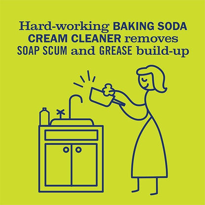 MRS. MEYER'S CLEAN DAY Baking Soda Cream Cleaner, Cuts Grease, Scratch-Free Polish, Lemon Verbena, 16 Fl Oz, Pack of 1