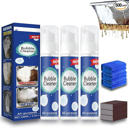 RJDJ Highly Effective Oil Breakdown Foaming Spray, All-Purpose Rinse-Free Cleaning Spray, Multi-functional Bubble Cleaner, Multi-Surface for Home, Kitchen, Bathroom, Office (3, 100ml)