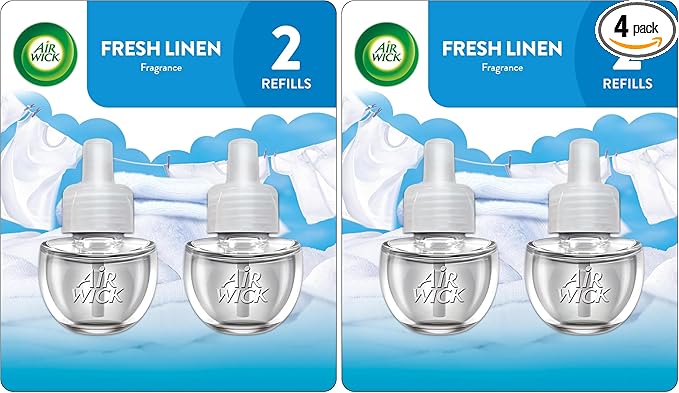 Air Wick Plug in Scented Oil Refill, 2 ct, Fresh Linen, Air Freshener, Essential Oils (Pack of 2)