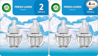 Air Wick Plug in Scented Oil Refill, 2 ct, Fresh Linen, Air Freshener, Essential Oils (Pack of 2)