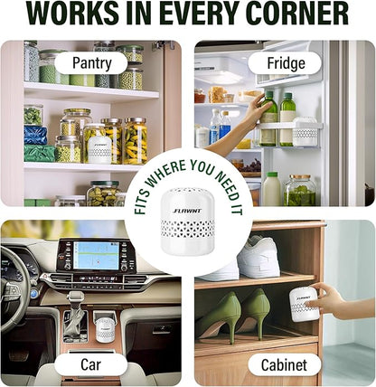 Refrigerator Deodorizer - 10-Year Odor Eliminator for Refrigerator & Freezer, No Baking Soda Needed, Neutralizes Food Smells, Space-Saving Air Filter White