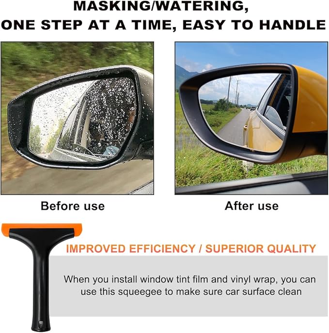 2PCS Small Silicone Window Squeegee, 5.9 Inch Car Windshield Water Blade Squeegee with Non-Slip Handle, All-Purpose Cleaning Squeegee for Car Windshield, Window, Mirror (Black+Light Green)