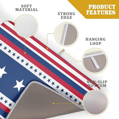 4th of July Dish Drying Mat For Kitchen Counter Independence Day Patriotic Star Stripes Memorial Day Microfiber Absorbent Drying Mats Reversible Kitchen Countertop Drainer Pad 18x24 Inch