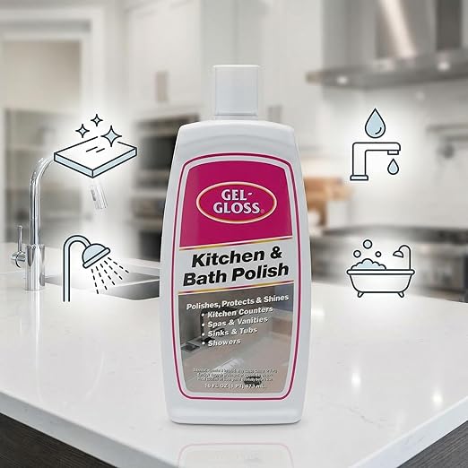 Gel-Gloss No Scent Kitchen and Bathroom Cleaner Liquid 16 fl. Oz. (Pack of 2) - Tile Polish - Kitchen & Bath - Laminate Countertop Polish