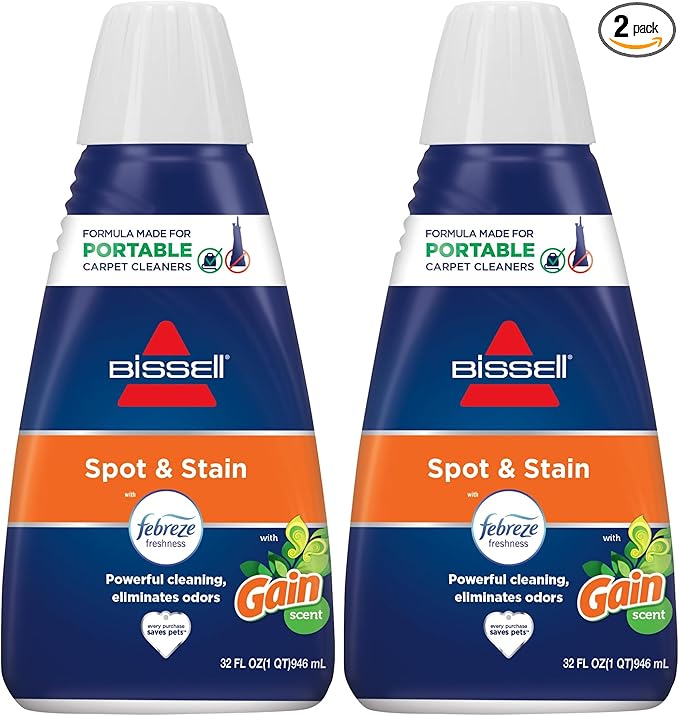Bissell® Spot & Stain with Febreze + Gain Original Scent Formula for Little Green Devices,Portable Carpet Cleaners (3968),(Pack of 2)