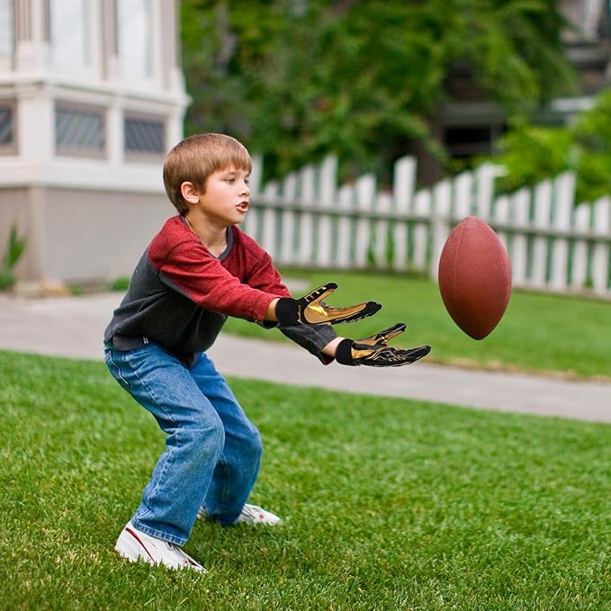 Youth Football Gloves Kids Silicone Grip Receiver Gloves with Super Stick Ability for Best Game Experience