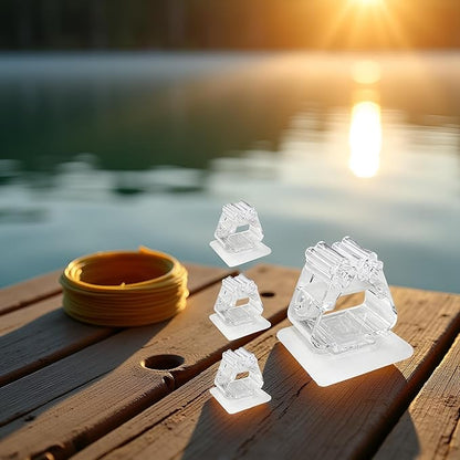 GANPUB 4Pcs Clear Fishing Rod Holder. Mounted Fishing Pole Holder, Wall-Mounted Multi-Purpose Functions, No Need to Drill Fishing Rod Rack, Can Hold any Type of Fishing Rod, Fishing Rod Holders