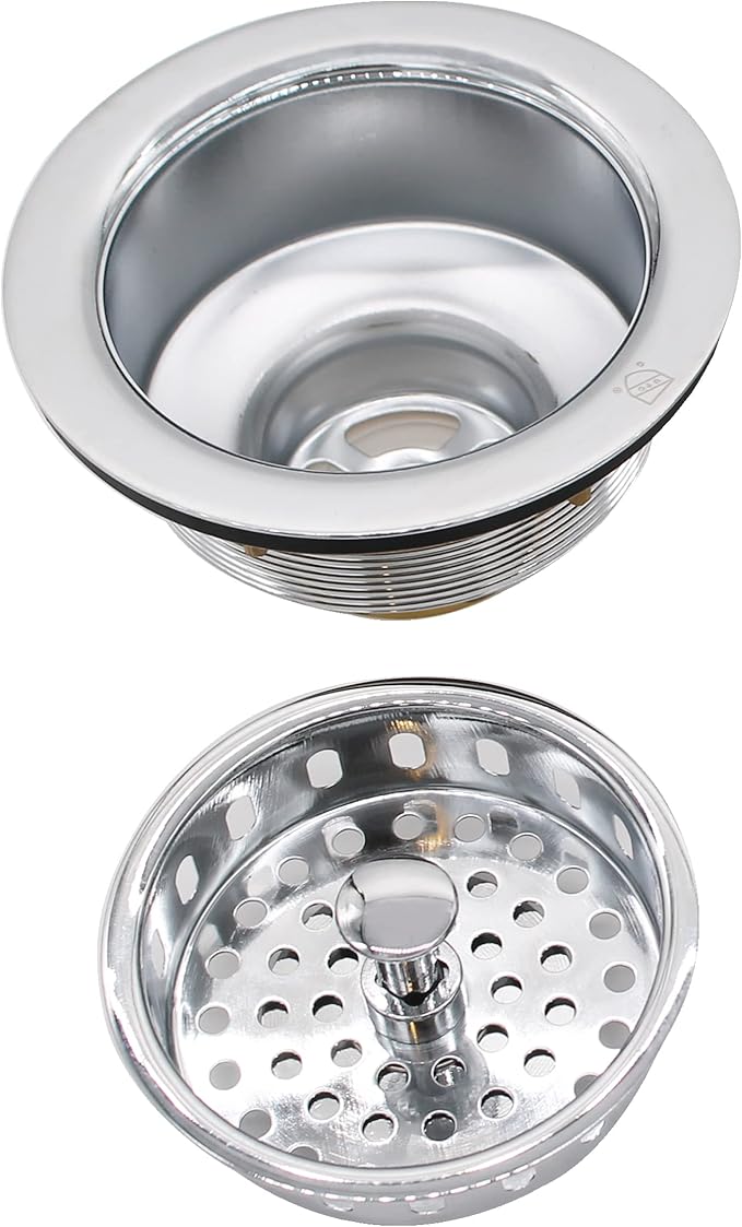 Westbrass A214-26 3-1/2" Post Style Large Kitchen Sink Basket Strainer, Polished Chrome