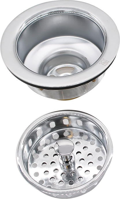 Westbrass A214-26 3-1/2" Post Style Large Kitchen Sink Basket Strainer, Polished Chrome