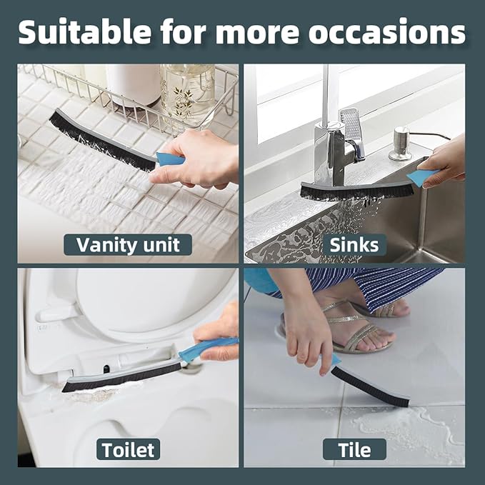 Toilet Brush, 4Pcs Bathroom Cleaning Brush, Toilet Scrubber, Deep Toilet Bowl Brush with Hanging Hole, Multifunctional Gap Cleaning Brush, Bristles for Kitchen Sinks, Tub,Shower (4, Light Blue)