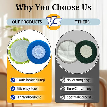 S7000 Replacement Steam Mop Pads for Shark S7001 S8201 S7000AMZ S8001 S7000 S7001TGT S7005 S7020 steam and Scrub mop Frosted Pad with Serrated Locator Ring（6Pack） (4 Gray 2 Blue)