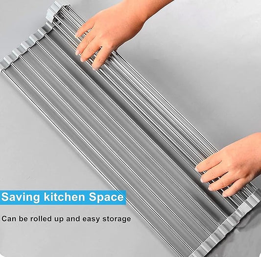 Seropy Extra Large 20.5"x13.7" Roll Up Dish Drying Rack Over The Sink Dish Drainer for Kitchen Counter, Sink Drying Rack Drying Mat Folding Rack Kitchen Sink Organizer Home Essentials