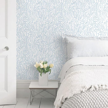 Ismoon 17.3"x 393"Blue and White Wall Paper Peel and Stick Modern Blue Striped Wallpaper Removable Self-Adhesive Neutral Wallpaper Contact Paper for Cabinets and Drawers Vinyl Roll
