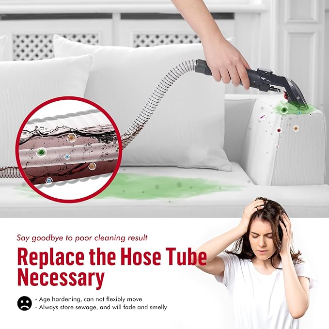 Upgrade XL Version Extension Hose Attachment Compatible with Hoover Clean Slate & Spotless Carpet Cleaner FH15000V, FH11300, FH14000, FH14000V, BH14000V, 60 Inch Carpet Cleaner Tube Replacement Parts