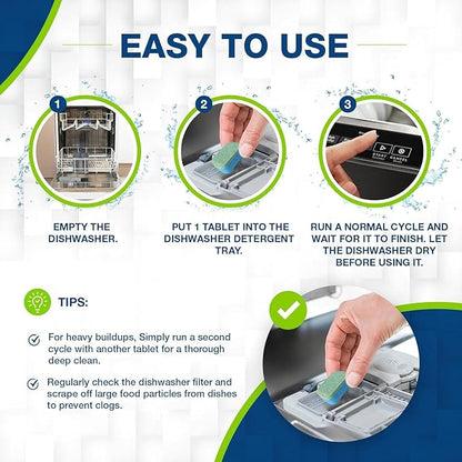 Washing Machine & Dishwasher Cleaner Tablets - 48-Pack Bundle Compatible with Front Loader Top Loader & He Machines and all Dishwashers Removes Buildup Lime Scales and residues - Septic Safe