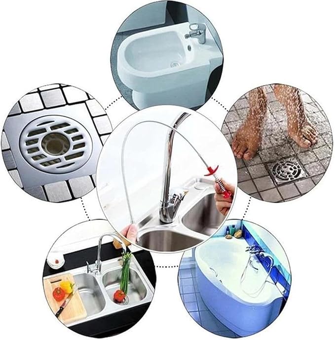 Sewer Cleaning Hook & No Need for Chemicals,Portrayi Sewer Cleaning Hook,Sewer Cleaning Hook Drain Clog Remover,Toilet Snake Clog Remover,Flexible Grabber Claw Long Drain Snake (35.4in)