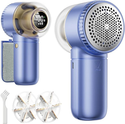 Fabric Shaver with Lint Brush, Large Lint Shaver with Digital Display, 3-Speeds Lint Remover with 6-Leaf Blades, Electric Sweater Shaver to Remove Pilling for Clothes, Furniture