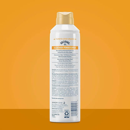 Gold Bond No Mess Clear Invisible Body Powder Spray, 7 oz., Absorbs Odor-Causing Sweat (Pack of 2)