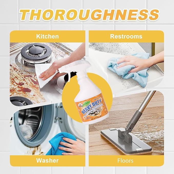 500ml Powerful Kitchen Degreaser Foam Spray – Heavy Duty Cleaning Spray - For Stubborn Splatters, Stove Top, Grill, Drip Pans, & Oven - On All Surfaces ，Lemon Fresh Scent