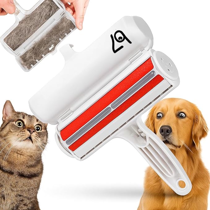 Pet Hair Remover Roller B7 – Reusable, Self-Cleaning Lint Roller for Dogs & Cats – Portable Fur Remover for Couch, Carpet, Car – White