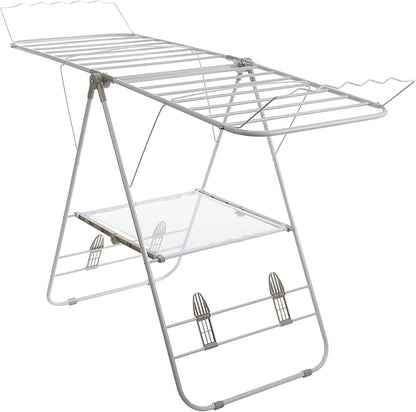 Clothes Drying Rack - Indoor/Outdoor Portable Laundry Rack for Clothing, Towels, Shoes and More - Collapsible Clothes Stand by Everyday Home (White)