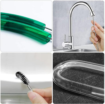 61inch Double Ended Nylon Pipe Cleaner Brush Drain Unblocker Tools with 17inch Sink Unblocker Brush for Plug Hole Sink Hair Clogs Remover Household Cleaning Tool Stainless Brush Nylon Drain