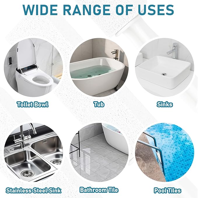 ddLUCK 4 Pack Pumice Cleaning Stone with Handle, Toilet Bowl Cleaner Toilet Brush with Non-Slip Long Plastic Handle for Kitchen/Bath/Pool/Household Cleaning