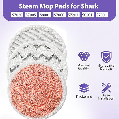 12 Pack S8001 S8201 S8000 S7001 Steam and Scrub Mop Pads for Shark S8001 S8201 S8000 S7001 S7201 S7005 S7000AMZ S7000 S7001TGT S7020 Steam & Scrub Steam Mop