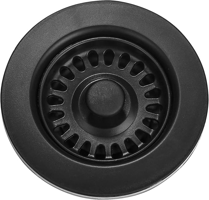 Serene Valley 3-1/2 inch Kitchen Sink Strainer Assembly with Stopper for Matching Color of Granite or Fireclay Sinks (Black)