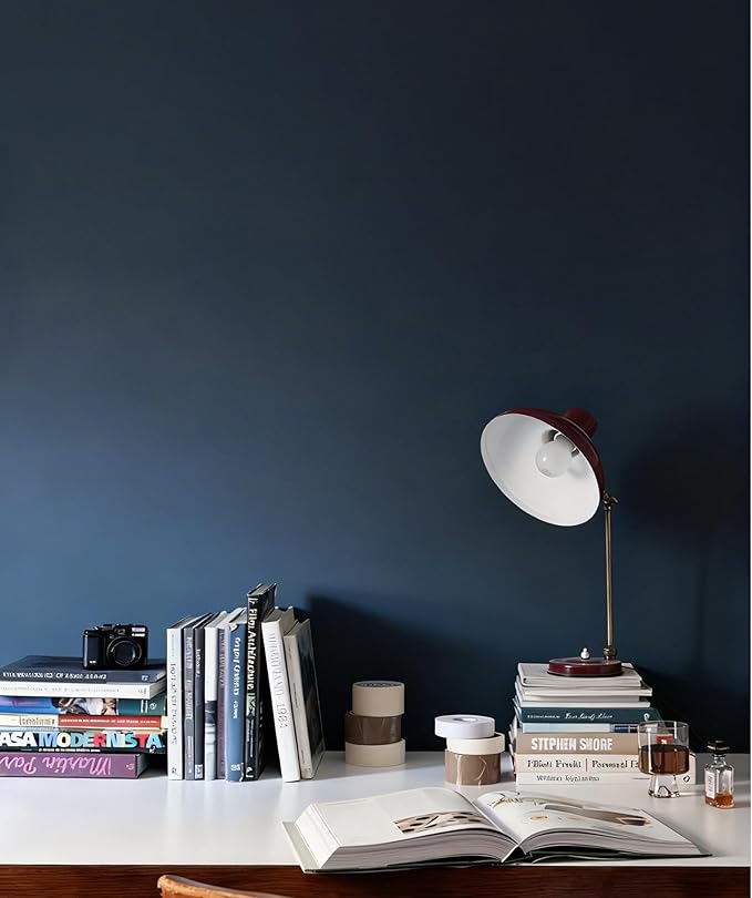 HeloHo 118"X15.7" Solid Blue Wallpaper Matte Textured Peel and Stick Wallpaper Self Adhesive Removable Wall Paper Waterproof Contact Paper for Living Room Bedroom Decor
