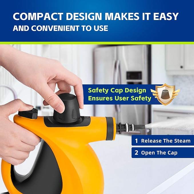 Handheld Pressurized Multi-Surface Steam Cleaner, Ease of Cleaning 100% Chemical-Free Steam Cleaner for Home with 11pcs Accessories, Portable Steamer for Deep Cleaning Tile, Grout, Window, Couch,Car