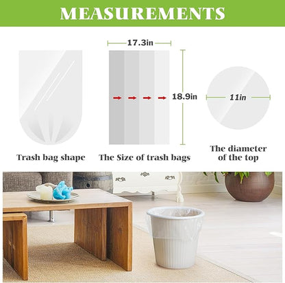 2 Gallon 220 Counts Strong Trash Bags Garbage Bags by Teivio, Bathroom Trash Can Bin Liners, Small Plastic Bags for home office kitchen (Clear)